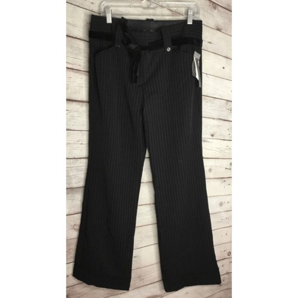 NWT HeartSoul Black Textured Stripe Office Career Straight Pants Women 9